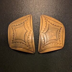 Copper Post Earrings Native American Navajo Signed